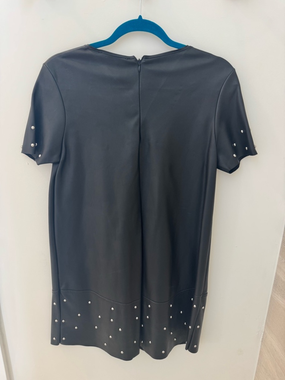 Zara Black Short-Sleeve Mini Dress with Silver Studs